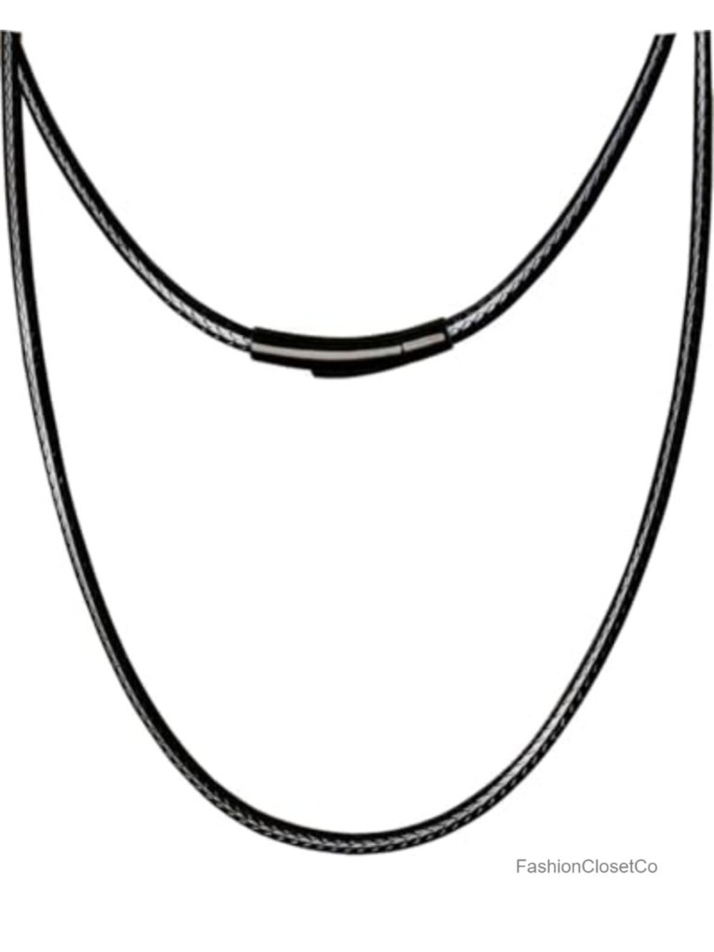 Braided Leather Chain Necklace Cord with Stainless Steel Clasp 16" Push Button